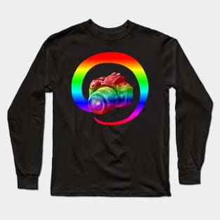 Camera Ombre Rainbow Swirl Long Sleeve T-Shirt